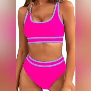 Vibrant Pink and Purple Women's Swim Set